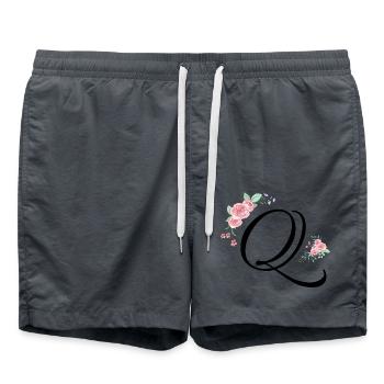 Buchstabe q Blumen - Badeshorts - Anthrazit - Vorne - AI Model Male 185 light (185cm)