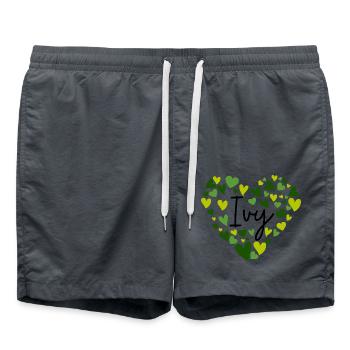 Efeu Name Design mit herzförmigen grünen Herzen - Badeshorts - Anthrazit - Vorne - AI Model Male 185 light (185cm)