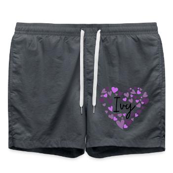 Efeu Name Design mit herzförmigen lila Herzen - Badeshorts - Anthrazit - Vorne - AI Model Male 185 light (185cm)