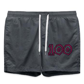 100. 100 JAHRE. 100-JÄHRIGES JUBILÄUM. GEBURTSTAG 1001 - Badeshorts - Anthrazit - Vorne - AI Model Male 185 light (185cm)