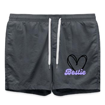 Bestie Herz lila - Freundschaft - Badeshorts - Anthrazit - Vorne - AI Model Male 185 light (185cm)