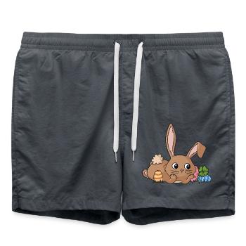 Träumender Comic Osterhase - Badeshorts - Anthrazit - Vorne - AI Model Male 185 light (185cm)