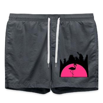 sonnenaufgang urlaub palmen miami ferien sonne som - Badeshorts - Anthrazit - Vorne - AI Model Male 185 light (185cm)