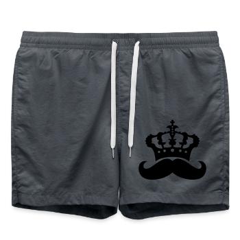 koenig krone herrscher prinz mustache schnurrbart - Badeshorts - Anthrazit - Vorne - AI Model Male 185 light (185cm)