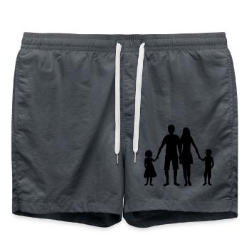 fête des pères 2 enfants frères et sœurs fille père papa pa - Short de bain - charbon - Devant - AI Model Male 185 light (185cm)