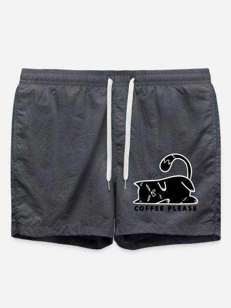 Kaffee Katze koffein Cat Coffee Katzenliebhaber - Badeshorts - Anthrazit
