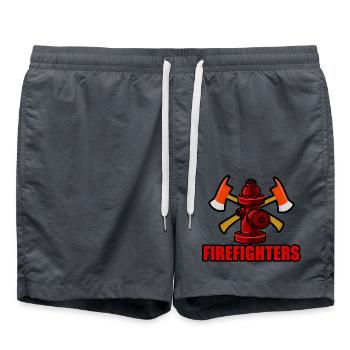 firefighter with ax - firefighter with axe - Swim Trunks - anthracite - Front - AI Model Male 185 light (185cm)