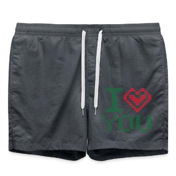 i love you with heart - Swim Trunks - anthracite - Front - AI Model Male 185 light (185cm)
