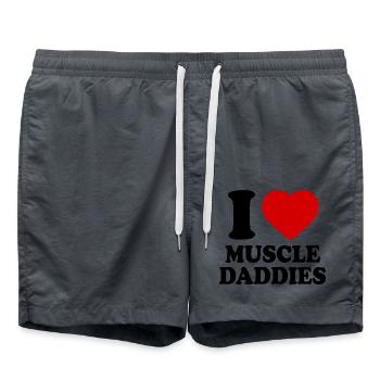 I love muscle daddies - Short de bain - charbon - Devant - AI Model Male 185 light (185cm)