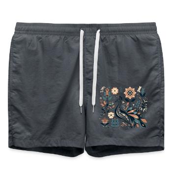 Paon floral - Short de bain - charbon - Devant - AI Model Male 185 light (185cm)