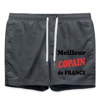 Best BOYFRIEND in France - Swim Trunks - anthracite - Front - AI Model Male 185 light (185cm)