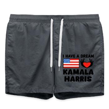 Kamala Harris President Hearthand - Swim Trunks - anthracite - Front - AI Model Male 185 light (185cm)