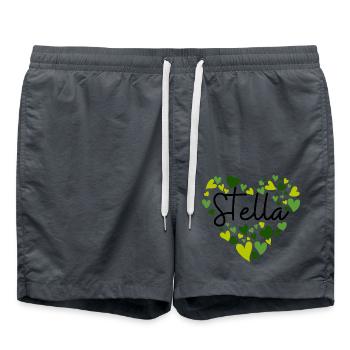 J’adore les cœurs Stella en vert - Short de bain - charbon - Devant - AI Model Male 185 light (185cm)