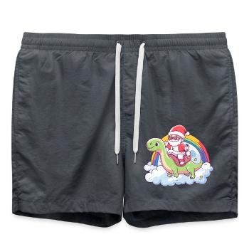 Dinosaur brontosaurus Santa Claus Rainbow - Swim Trunks - anthracite - Front - AI Model Male 185 light (185cm)