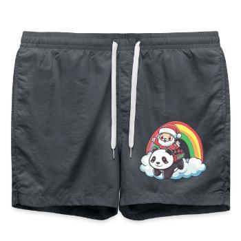 Panda Weihnachtsmann Regenbogen - Badeshorts - Anthrazit - Vorne - AI Model Male 185 light (185cm)