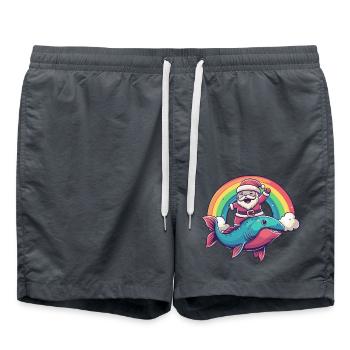 Piranha Poisson Père Noël Arc-en-ciel - Short de bain - charbon - Devant - AI Model Male 185 light (185cm)