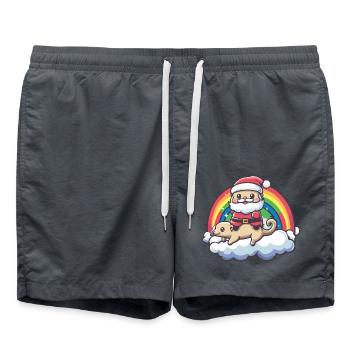 Erdmännchen Weihnachtsmann Regenbogen - Badeshorts - Anthrazit - Vorne - AI Model Male 185 light (185cm)