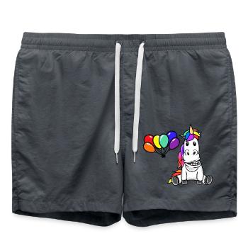 Ballons arc-en-ciel licorne LGBT Gay Pride - Short de bain - charbon - Devant - AI Model Male 185 light (185cm)