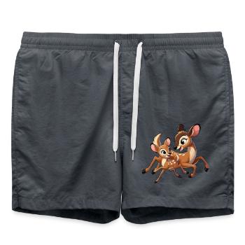 Cerf mère et enfant gambadant - Short de bain - charbon - Devant - AI Model Male 185 light (185cm)