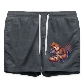Ornithorynque jouant avec un enfant - Short de bain - charbon - Devant - AI Model Male 185 light (185cm)
