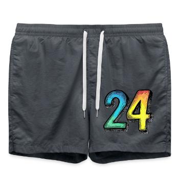 24 Number symbol - Swim Trunks - anthracite - Front - AI Model Male 185 light (185cm)