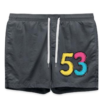 53 Number Symbol - Swim Trunks - anthracite - Front - AI Model Male 185 light (185cm)