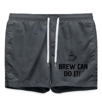 Brew Can Do It - Design für Kaffee Liebhaber - Badeshorts - Anthrazit - Vorne - AI Model Male 185 light (185cm)