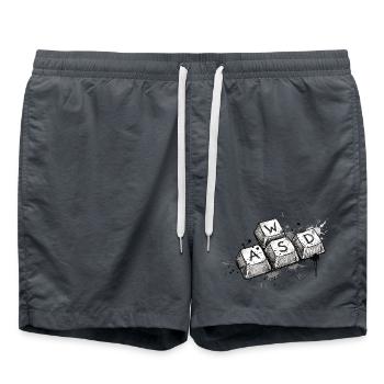 Retro Gamer WASD Keys Sketch Design - Swim Trunks - anthracite - Front - AI Model Male 185 light (185cm)