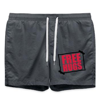 papier aufgeklebt zettel notiz free hugs kostenlos - Badeshorts - Anthrazit - Vorne - AI Model Male 185 light (185cm)