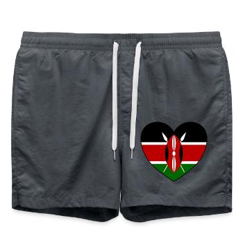Kenia Flagge Herz - Badeshorts - Anthrazit - Vorne - AI Model Male 185 light (185cm)