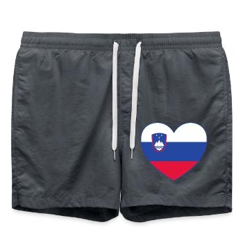 Slowenien Flagge Herz - Badeshorts - Anthrazit - Vorne - AI Model Male 185 light (185cm)