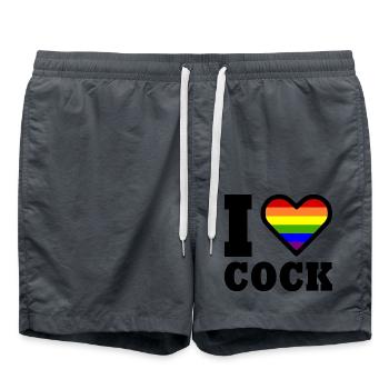I love cock - Swim Trunks - anthracite - Front - AI Model Male 185 light (185cm)