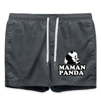 Maman panda - Short de bain - charbon - Devant - AI Model Male 185 light (185cm)