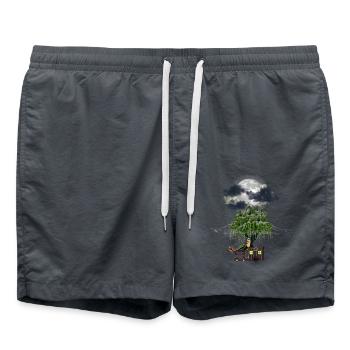 Erdnuss Erdnüsse Kutsche Vollmond Reise Abenteuer - Badeshorts - Anthrazit - Vorne - AI Model Male 185 light (185cm)
