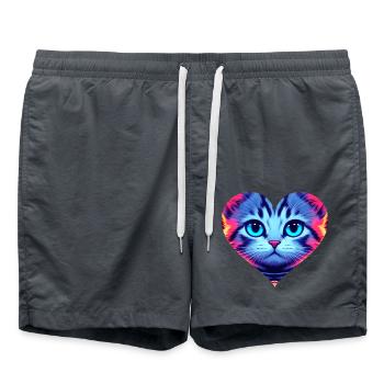 Kitten in the heart 💞 - Swim Trunks - anthracite - Front - AI Model Male 185 light (185cm)
