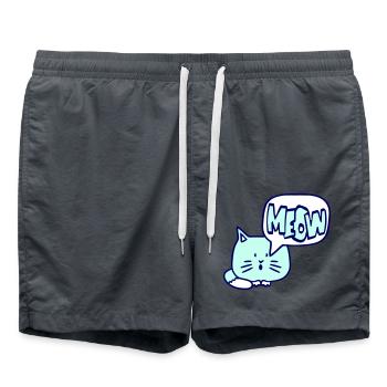Süße Katze Comic Sprechblase Meow Miau Cartoon Fun - Badeshorts - Anthrazit - Vorne - AI Model Male 185 light (185cm)