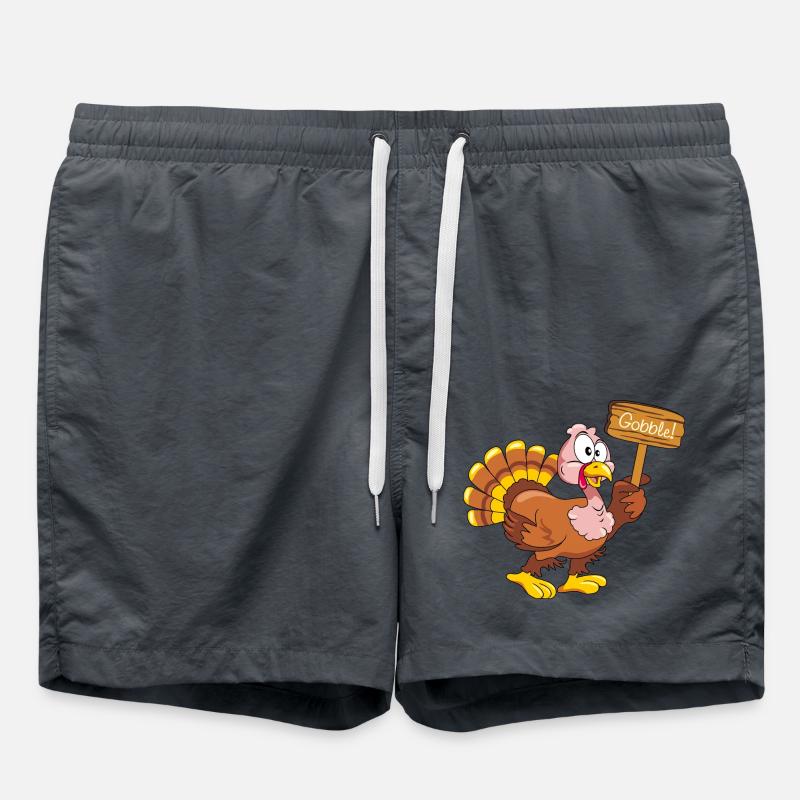 Funny turkey with wooden pointer - Swim Trunks - anthracite