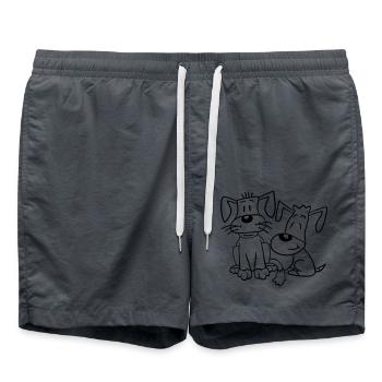 2 chiens équipe assis deux amis équipage heureux - Short de bain - charbon - Devant - AI Model Male 185 light (185cm)