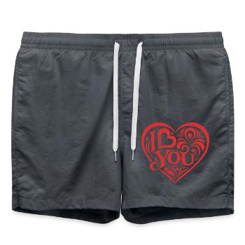 I love You - Valentine' Day - Liebe - Geschenk - Badeshorts - Anthrazit - Vorne - AI Model Male 185 light (185cm)