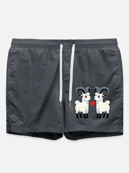 Bergziege Paar Ziege Valentinstag - Badeshorts - Anthrazit
