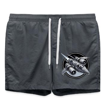 Spaceship silver - Swim Trunks - anthracite - Front - AI Model Male 185 light (185cm)