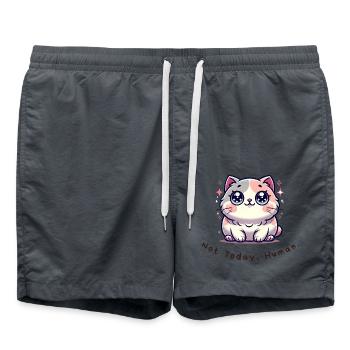 Pas aujourd’hui, humain - Chemise de chat drôle - Short de bain - charbon - Devant - AI Model Male 185 light (185cm)