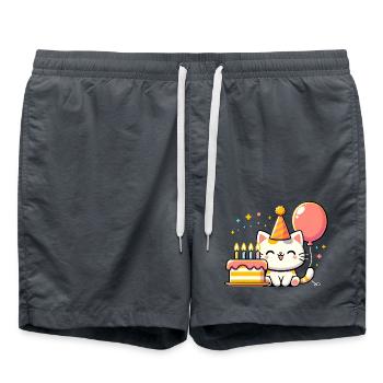 Cat Kid Celebrating Birthday - Badeshorts - Anthrazit - Vorne - AI Model Male 185 light (185cm)