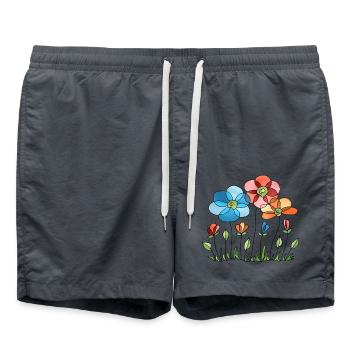 Blumen - Badeshorts - Anthrazit - Vorne - AI Model Male 185 light (185cm)