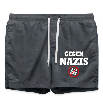 Gegen nazis - Badeshorts - Anthrazit - Vorne - AI Model Male 185 light (185cm)