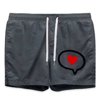 Speech bubble with heart - Swim Trunks - anthracite - Front - AI Model Male 185 light (185cm)