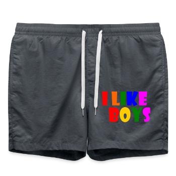 I like boys - Swim Trunks - anthracite - Front - AI Model Male 185 light (185cm)