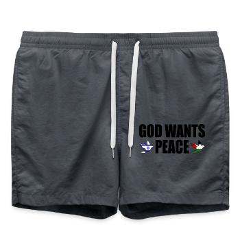 God wants peace for israel free palestine - Swim Trunks - anthracite - Front - AI Model Male 185 light (185cm)