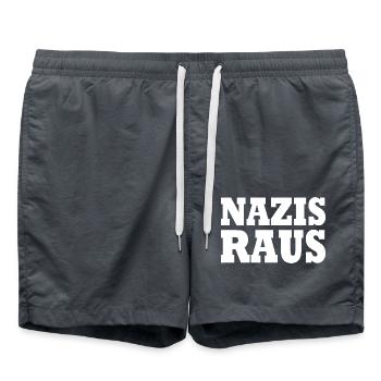 Nazis raus - Badeshorts - Anthrazit - Vorne - AI Model Male 185 light (185cm)