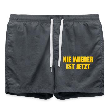 Nie wieder ist jetzt - Badeshorts - Anthrazit - Vorne - AI Model Male 185 light (185cm)